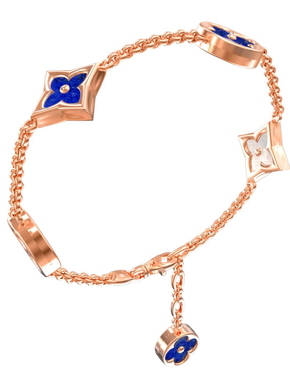 Браслет из золота c лазуритом и перламутром