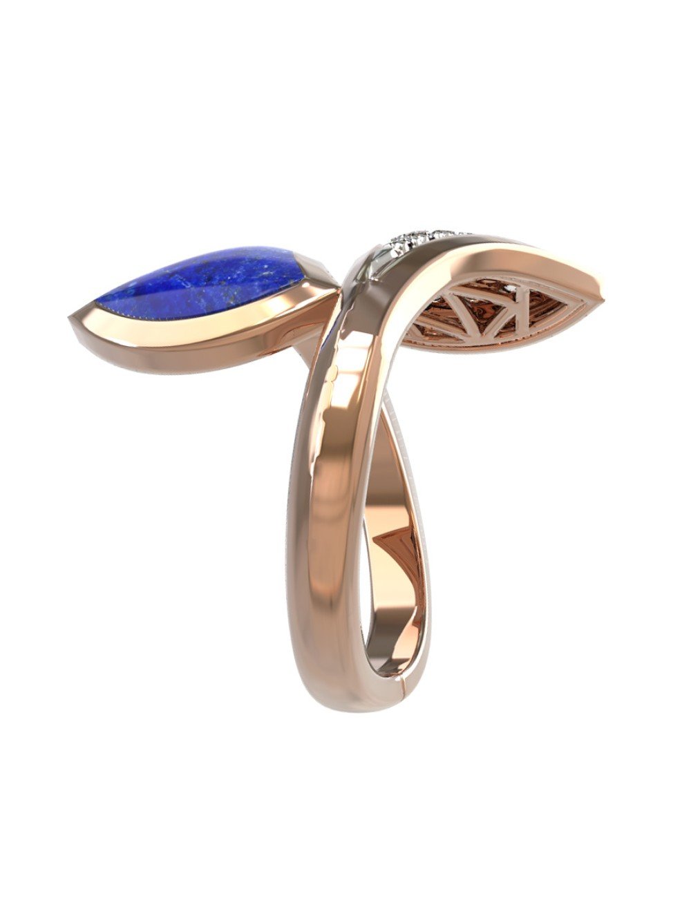 Кольцо из золота c бриллиантами и лазуритом