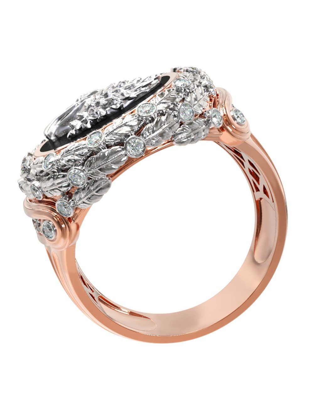 Кольцо из золота c бриллиантами и ониксом