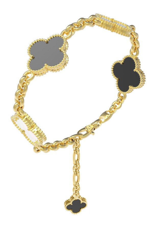 Браслет из лимонного золота c ониксом и перламутром