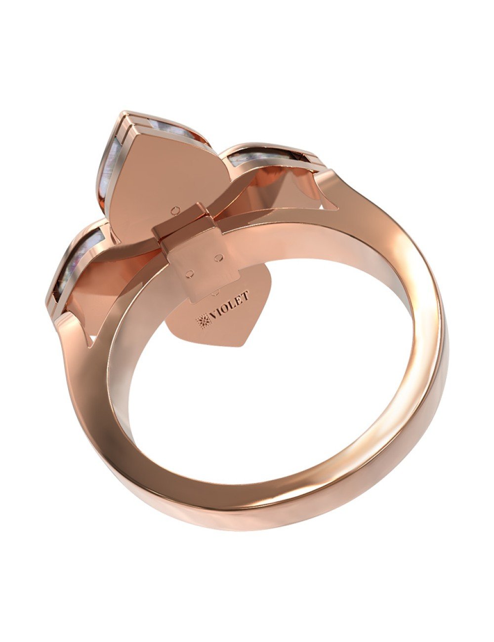 Кольцо из золота c бриллиантами и перламутром