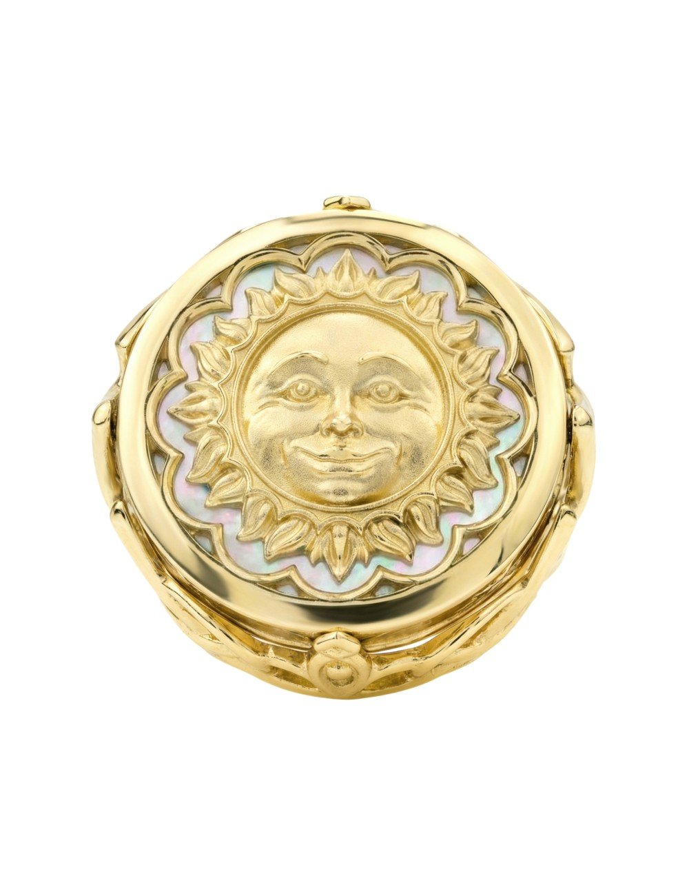 Кольцо из лимонного золота c ониксом и перламутром