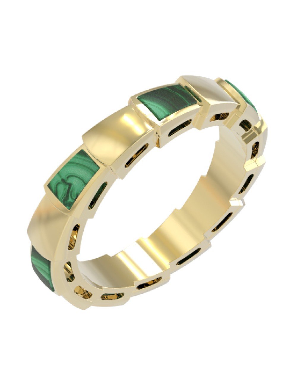 Кольцо из лимонного золота c малахитом