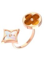 Кольцо из золота c тигровым глазом и перламутром