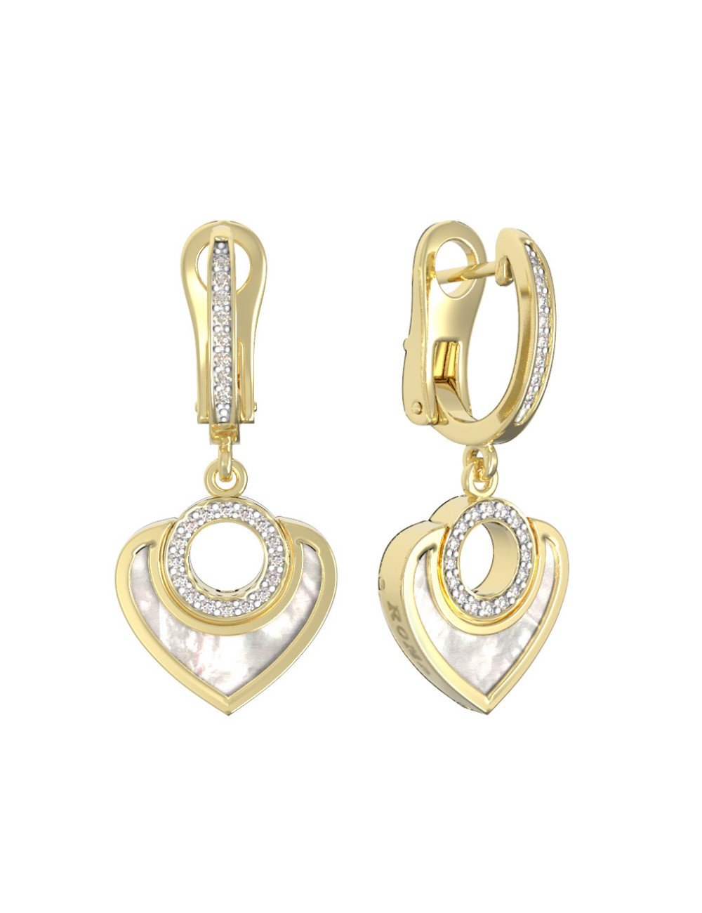 Серьги из лимонного золота c бриллиантами и перламутром