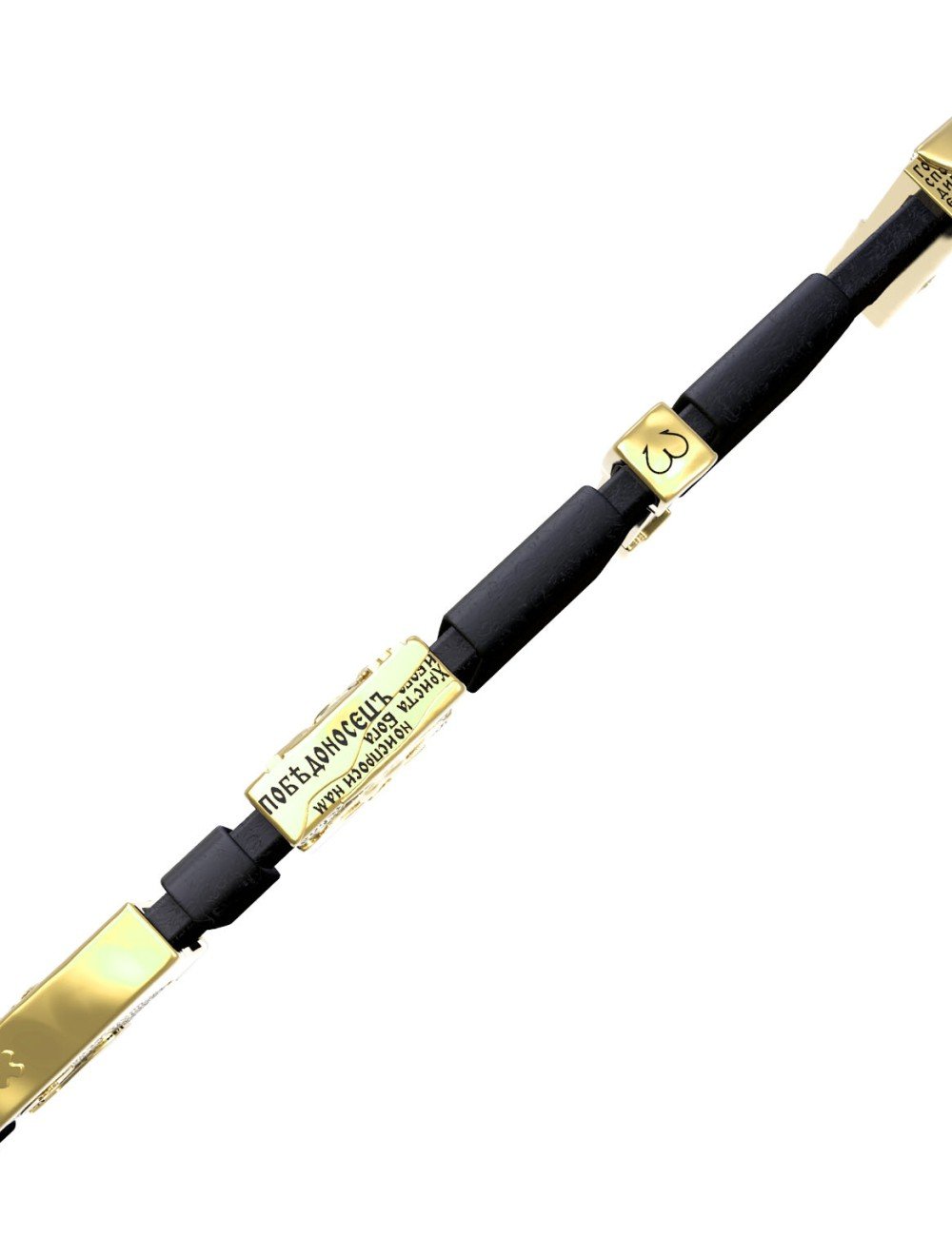 Браслет из лимонного золота c кожаным шнурком