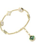 Браслет из лимонного золота c бриллиантами, малахитом и перламутром
