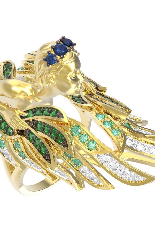 Кольцо из лимонного золота c фианитом