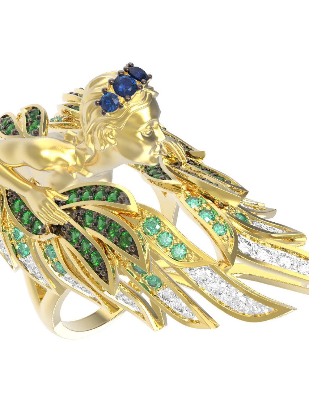 Кольцо из лимонного золота c фианитом