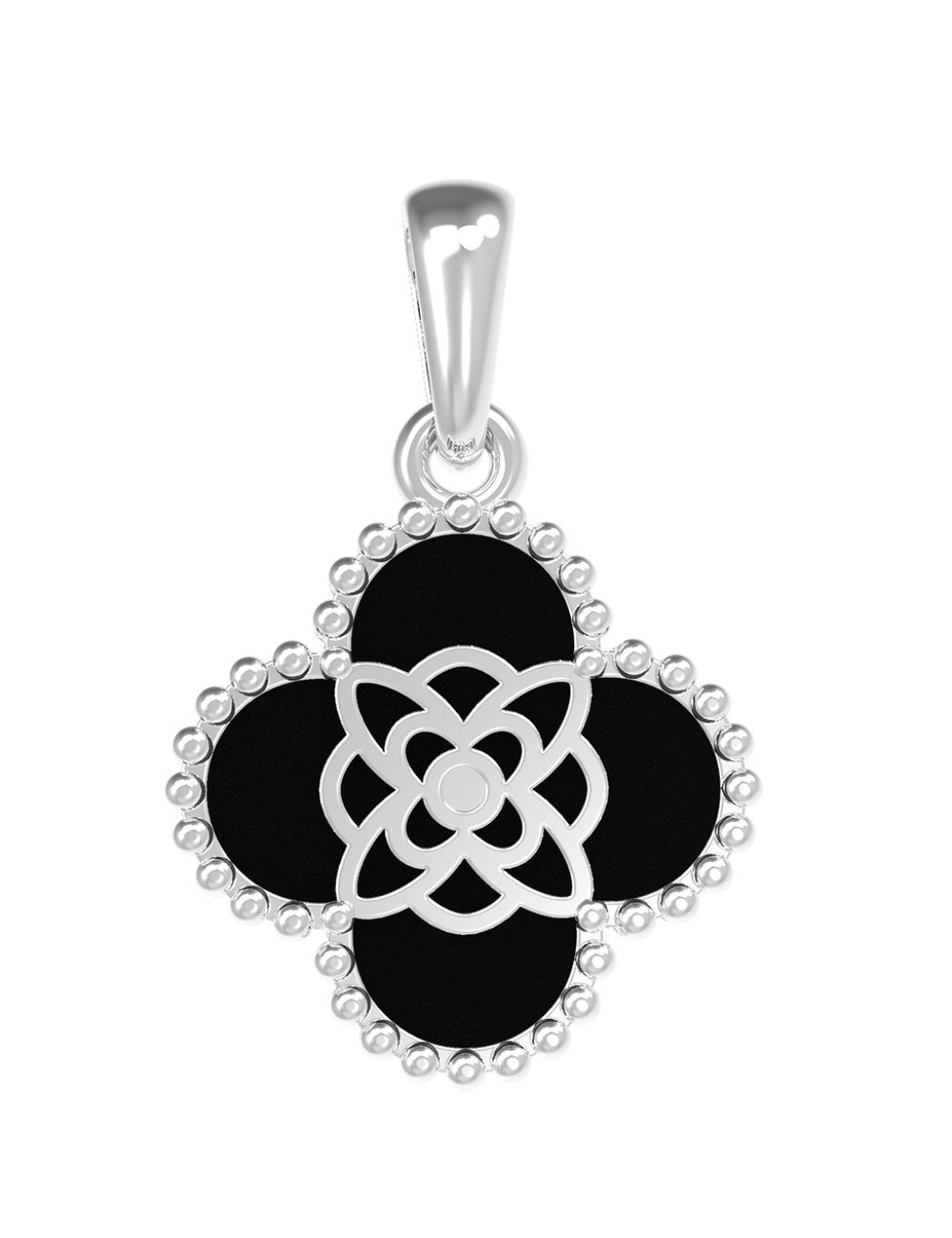 Подвеска из белого золота c бриллиантами и ониксом