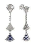 Серьги из белого золота c бриллиантами, лазуритом и перламутром