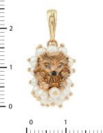 Подвеска из золота c эмалью и жемчугом