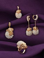 Серьги из золота c эмалью и жемчугом