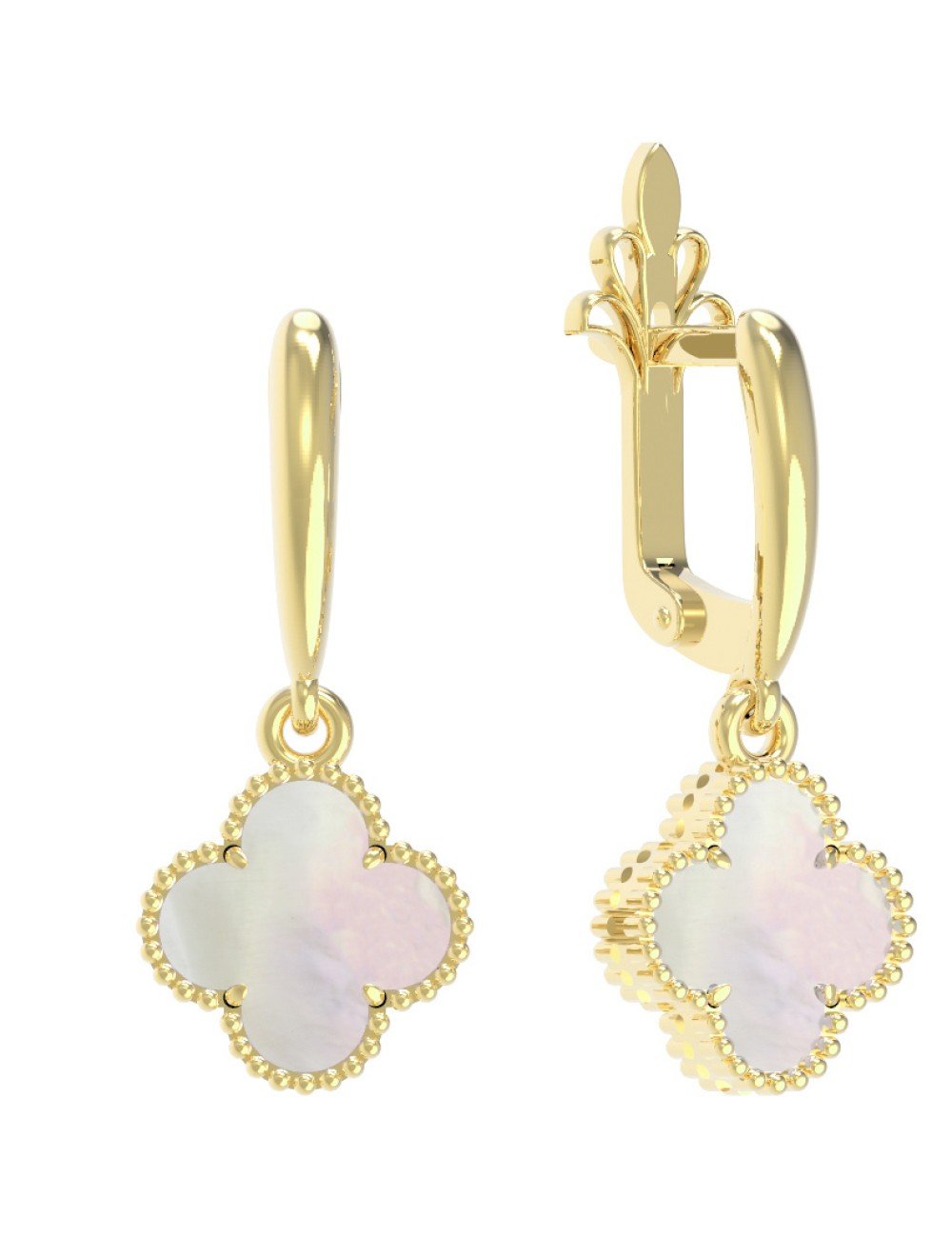 Серьги из лимонного золота c перламутром