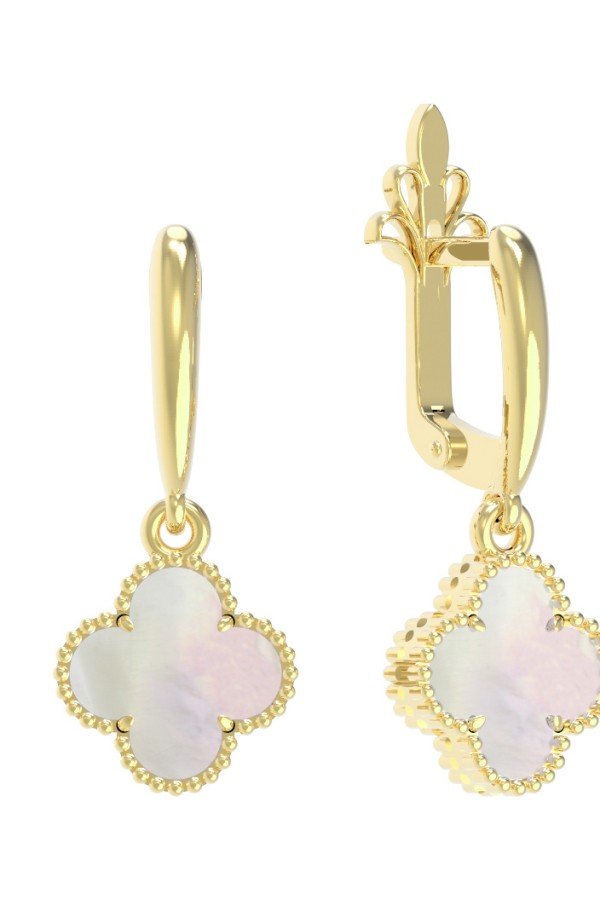 Серьги из лимонного золота c перламутром