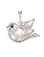 Подвеска из белого золота c эмалью и перламутром