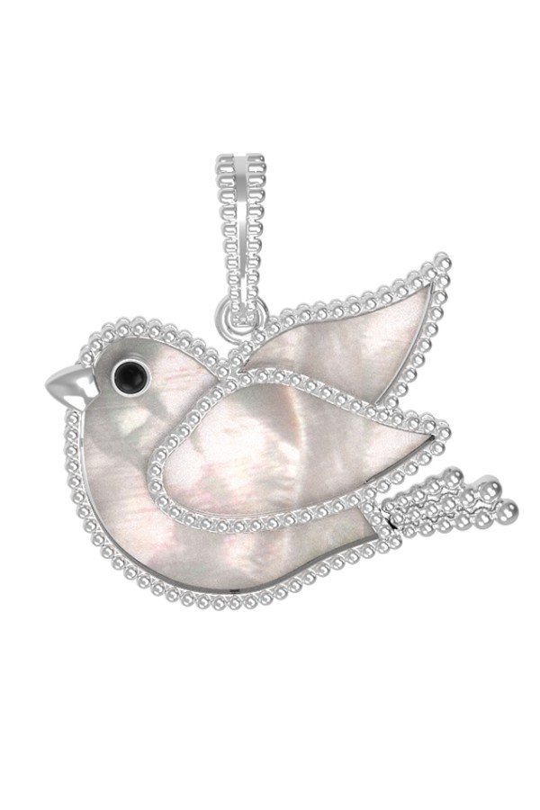 Подвеска из белого золота c эмалью и перламутром