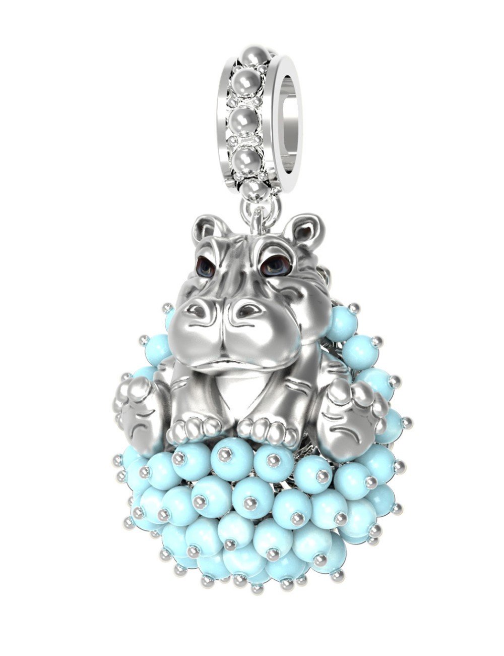 Подвеска из белого золота c эмалью и бирюзой