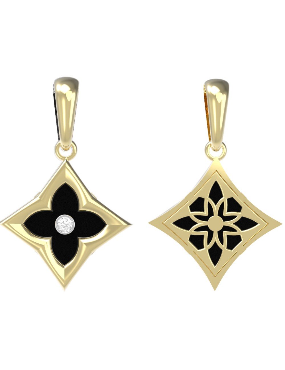 Подвеска из лимонного золота c бриллиантами и ониксом