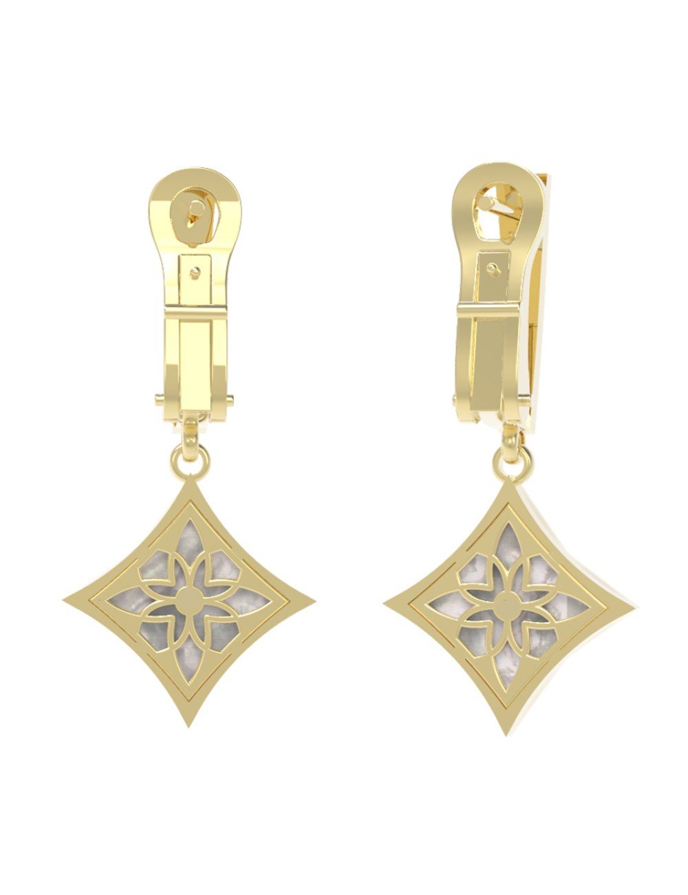 Серьги из лимонного золота c бриллиантами и перламутром