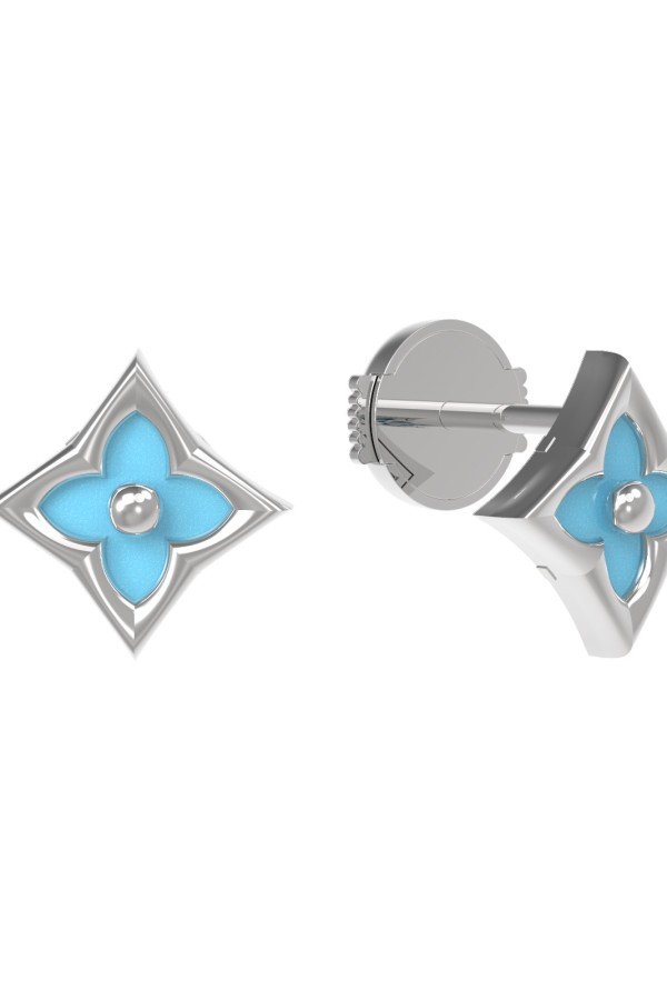 Серьги из белого золота c бирюзой