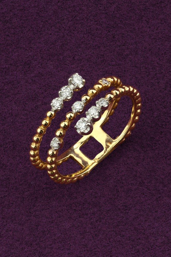 Кольцо из лимонного золота c бриллиантами