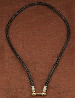 Гайтан из лимонного золота c кожаным шнурком