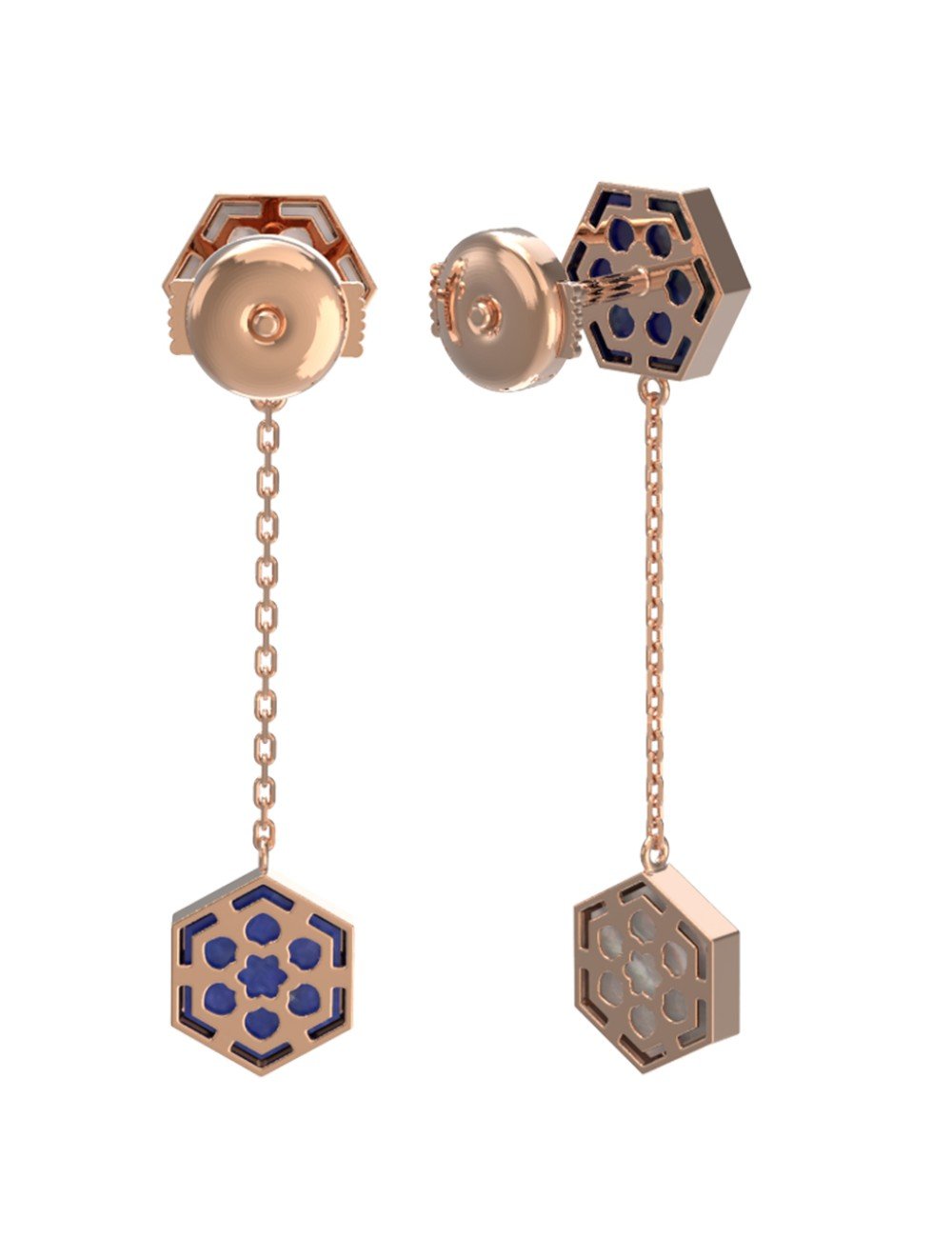 Серьги из золота c лазуритом и перламутром