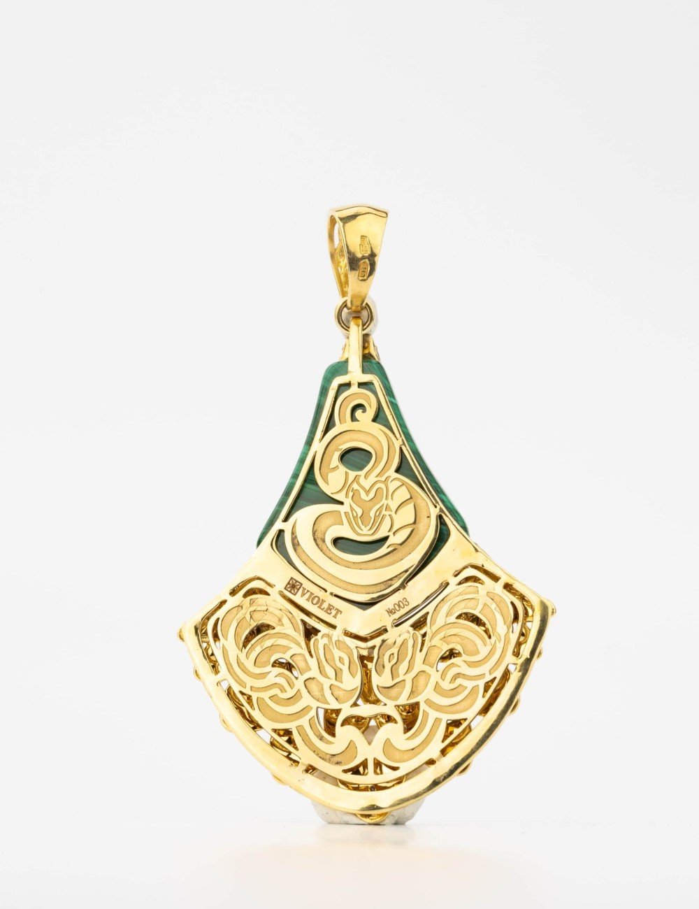 Подвеска из лимонного золота c бриллиантами и малахитом