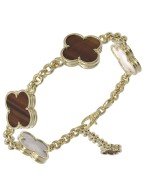 Браслет из лимонного золота c тигровым глазом и перламутром