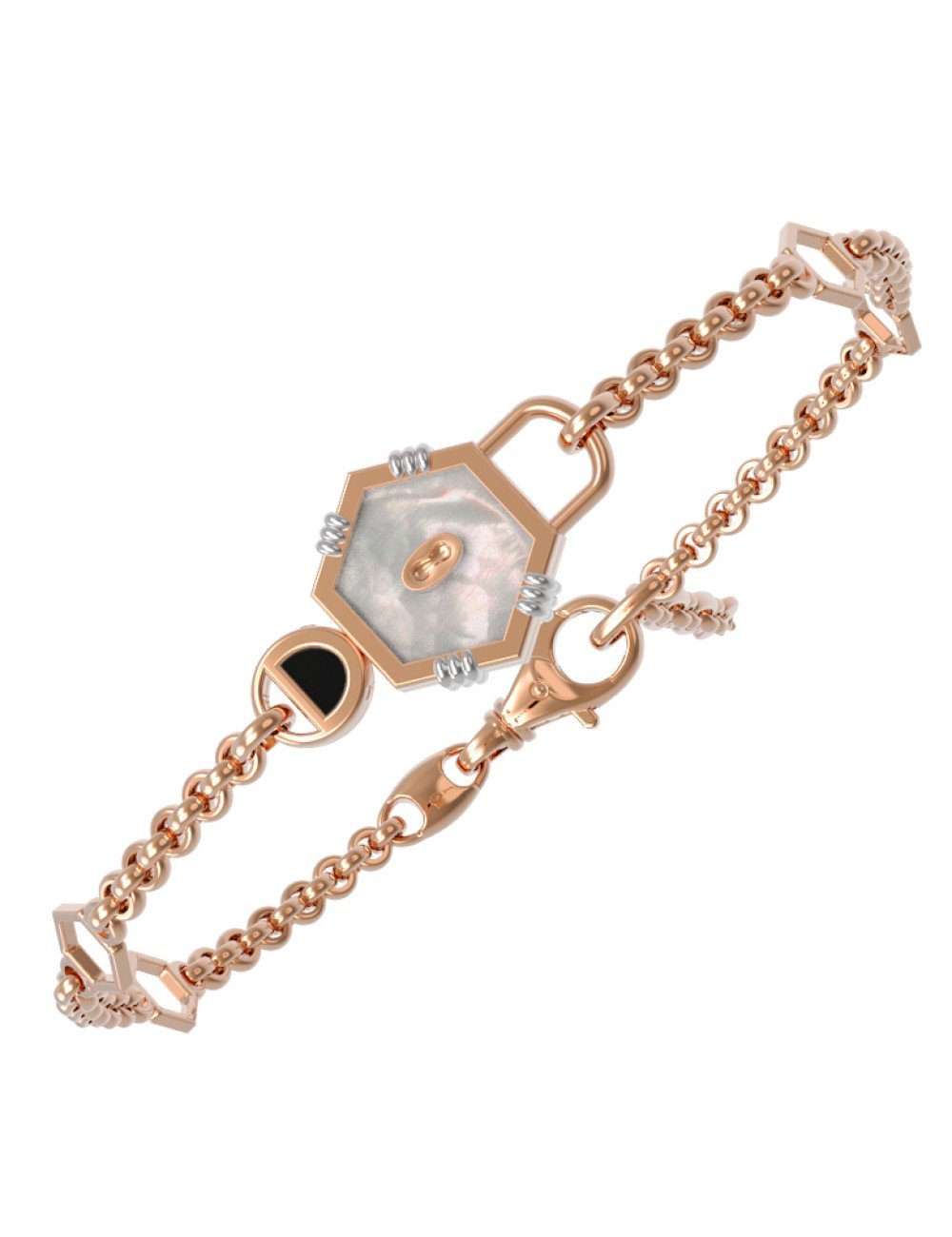 Браслет из золота c ониксом и перламутром