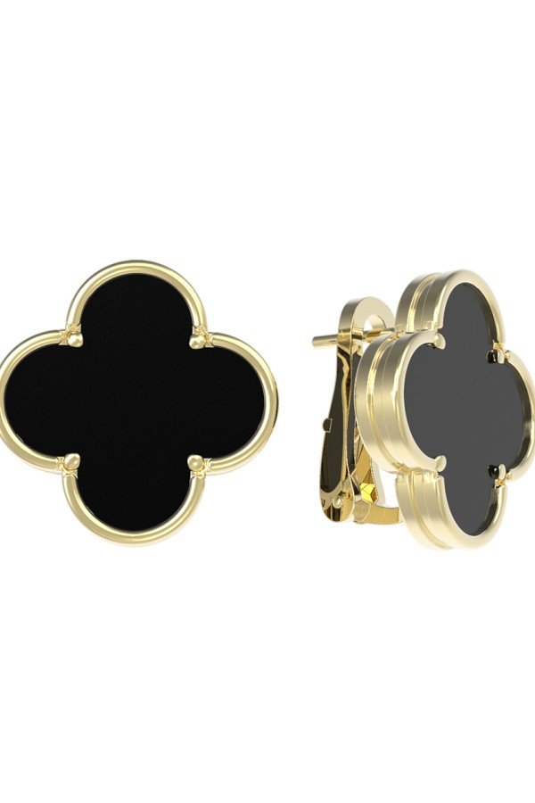 Серьги из лимонного золота c ониксом