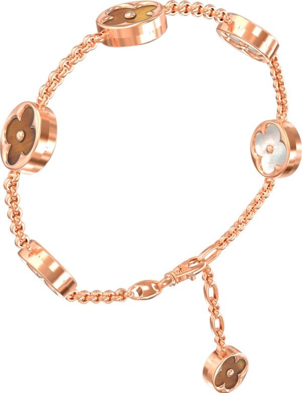 Браслет из золота c тигровым глазом и перламутром