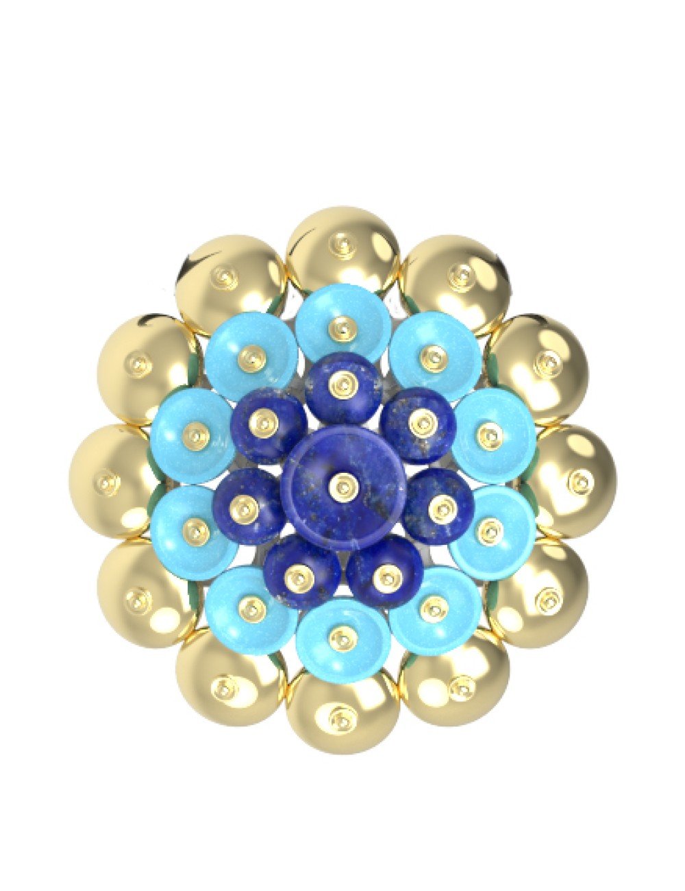 Подвеска из лимонного золота c бирюзой и лазуритом