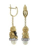 Серьги из лимонного золота c жемчугом