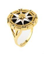 Кольцо из лимонного золота c эмалью и ониксом