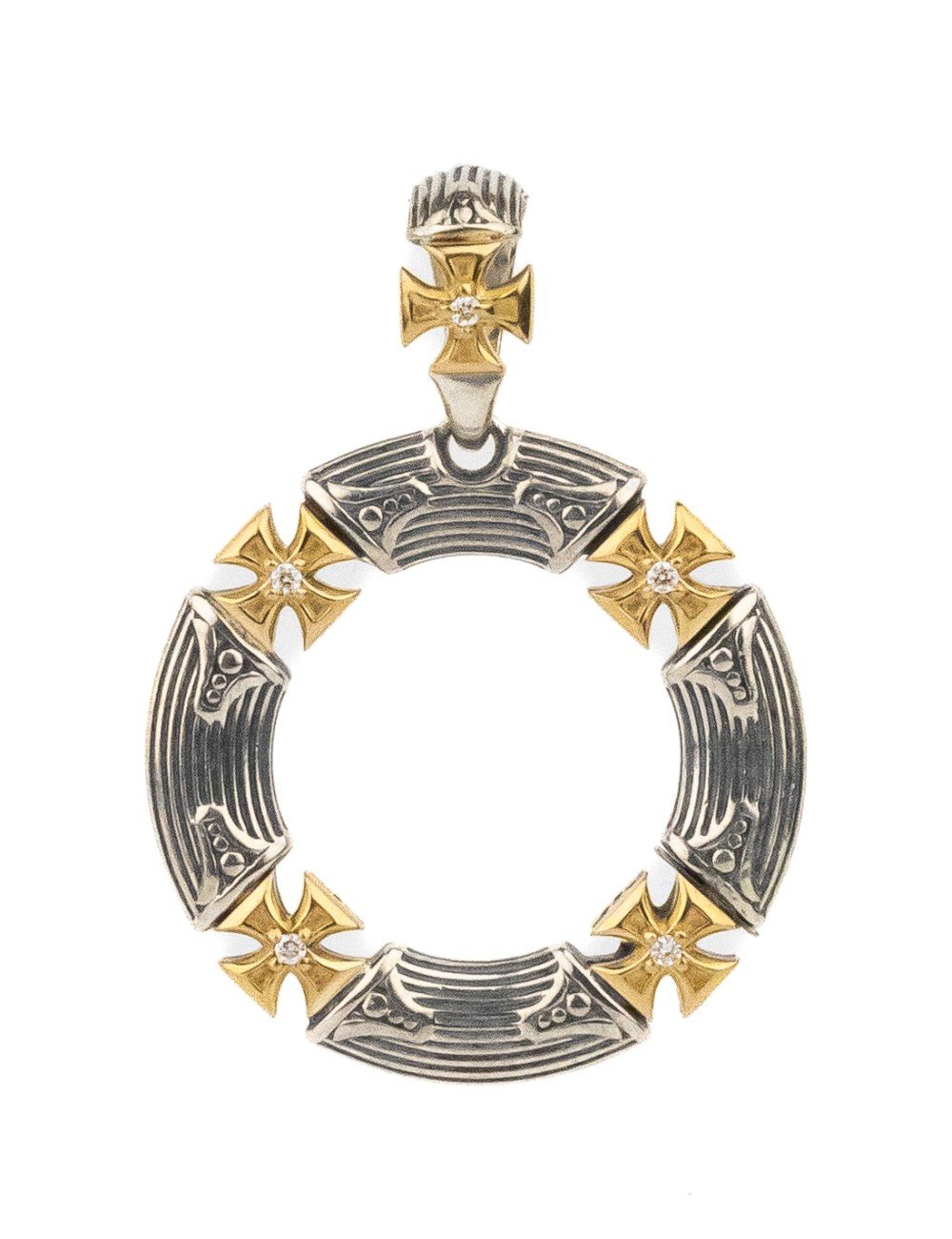 Подвеска из серебра и золота c бриллиантами и рубином