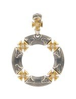 Подвеска из серебра и золота c бриллиантами и рубином