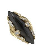 Кольцо из лимонного золота c бриллиантами и ониксом