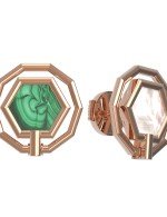 Серьги из золота c малахитом и перламутром