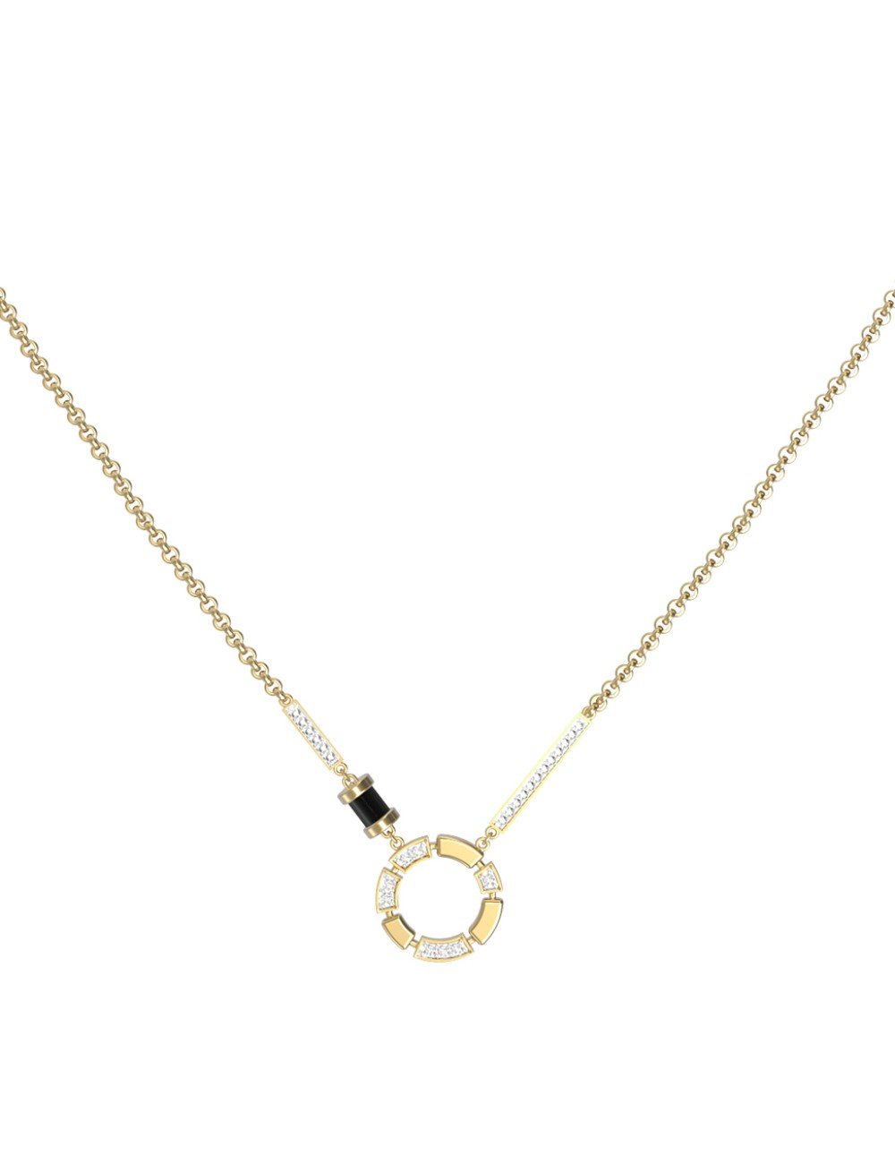 Колье из лимонного золота c бриллиантами и ониксом