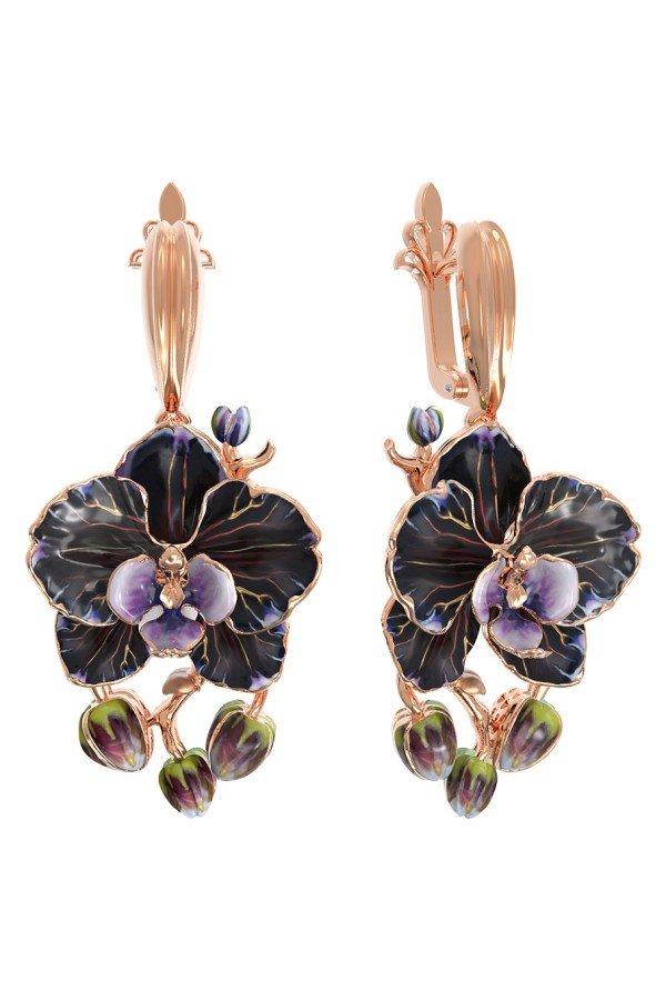 Серьги из золота c эмалью