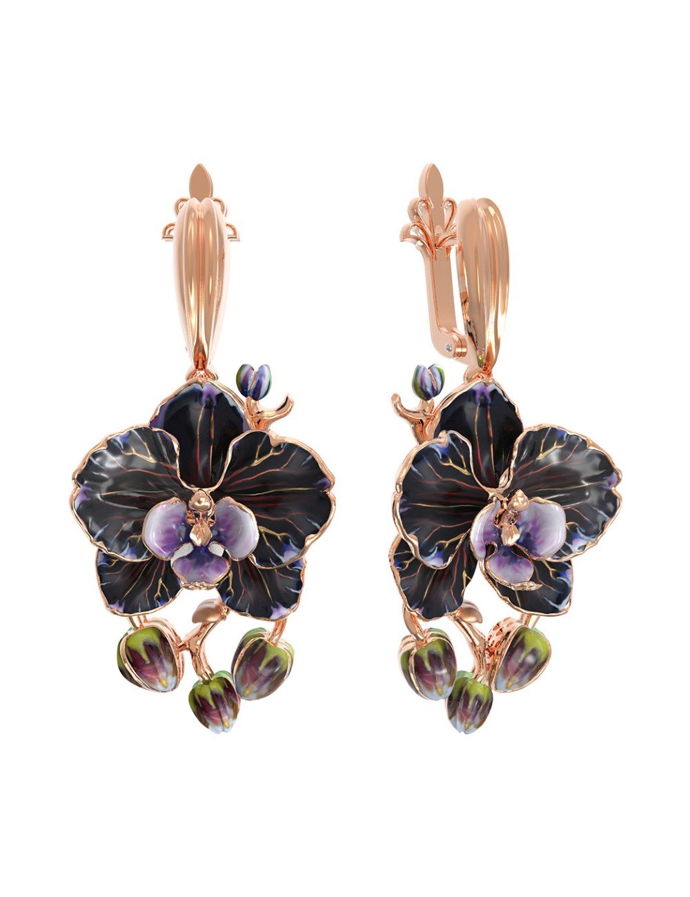 Серьги из золота c эмалью