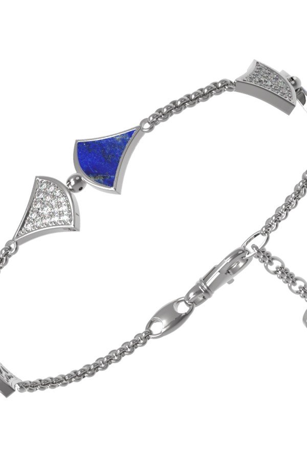 Браслет из белого золота c бриллиантами и лазуритом