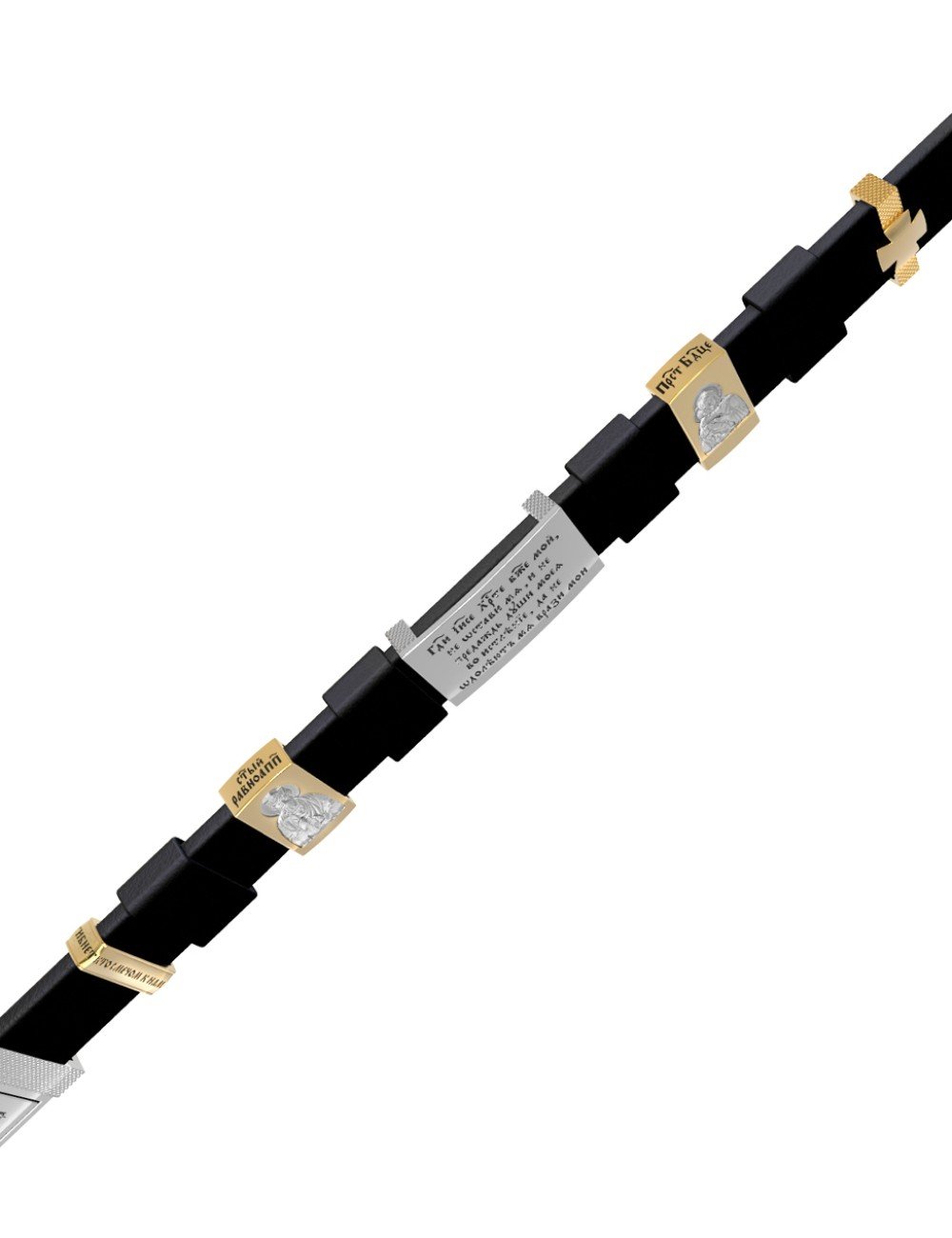 Браслет из белого золота c кожаным шнурком