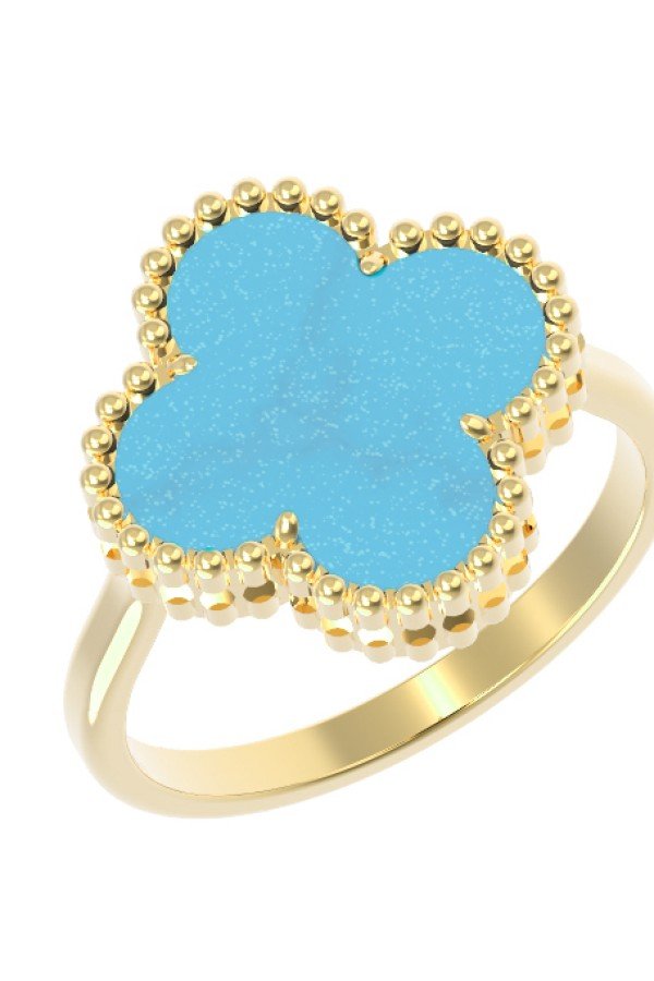 Кольцо из лимонного золота c бирюзой