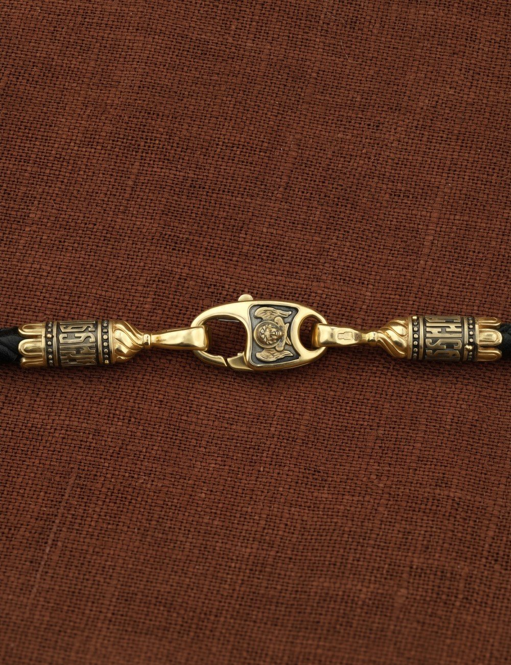 Гайтан из лимонного золота c кожаным шнурком