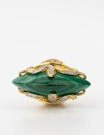 Кольцо из лимонного золота c бриллиантами и малахитом