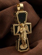 Крест из лимонного золота c эбеновым деревом