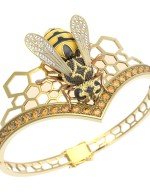 Браслет из лимонного золота c эмалью, фианитом, цитрином и эмалью